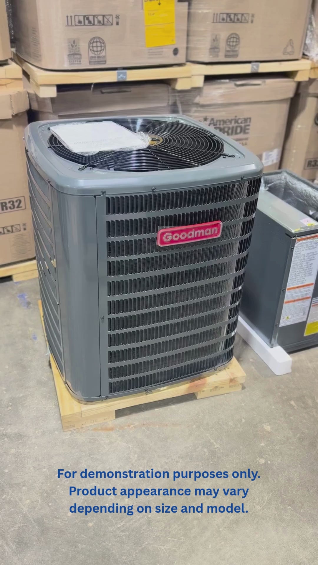 Actual R32 AC Heat Pump Condenser and Vertical Evaporator Coil at HVACTotal Warehouse