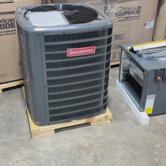 Actual R32 AC Heat Pump Condenser and Horizontal Evaporator Coil at HVACTotal Warehouse