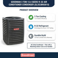 Goodman 3 Ton AC Condenser Unit 13.4 SEER2, R32