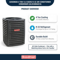 Goodman 4 Ton AC Condenser Unit 13.4 SEER2, R32