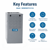 ACiQ 80,000 BTU Gas Furnace 80% AFUE Single-Stage, 17.5" Wide, Multi-Positional