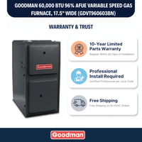 Goodman 60,000 BTU Gas Furnace 96% AFUE Two Stage-Variable Speed, Downflow/Horizontal